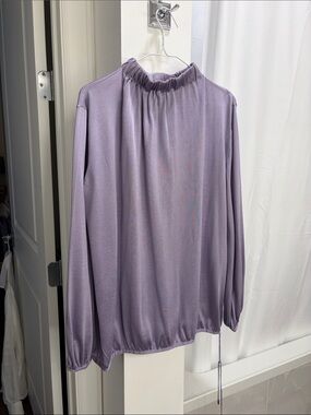 Tom Ford Lavender SILK Jersey High-Neck Long Sleeve Women's Top SZ M